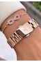 Brand Rose Gold Color Black Dial Women's Wrist Watch with 2 Years Warranty - Bracelet Gift - 7