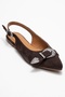 Dorothy Brown Suede Genuine Leather Buckle Pointed Toe Women's Sandals - 3