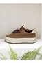 26K372 Double Lace Khaki Leather Thick Sole Sneaker Sports Shoes - 4