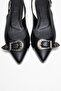 Dorothy Black Genuine Leather Buckle Pointed Toe Women's Sandals - 2