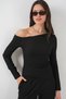 Women's Off Shoulder Blouse Pants Double Suit Black 1098 - 2