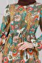 Floral Viscon Dress with Tunnel at the Waist-Brown - 4