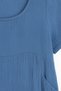 Plus Size 100% Cotton Muslin Fabric Blue Knee-Length Women's Dress – Side Pockets, Comfortable Fit Summer - 6