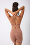 Women's Halter Neck Sports Bustier & High Waist Shaper Shorts with Gathered Back Leggings Set - 5