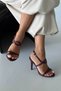 Premium Burgundy Matte Cross Strap 10cm Women's Heeled Shoes - 2