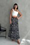 Women's Zebra Patterned High Waist Elastic Waist Long Wrap Flared Skirt - 7
