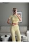 Drawstring Sides Crop Pants Buble Double Suit Yellow - 2