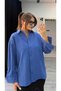 Blue Textured Long Sleeve Linen Shirt