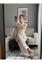 Belted Trousers Vest Double Suit Beige