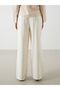 Lcw Vision Beige Wide Leg Women's Trousers with Elastic Waist - 4