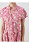 Pink Ruffled Collar Floral Pleated Dress - 3