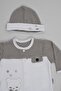 Organic Cotton Bow Tie Teddy Bear Patterned 5 Piece Newborn Hospital Release Boxed Bodysuit Set - 3