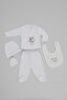 Organic Cotton Hat, Moon and Stars Patterned 5 Piece Newborn Hospital Release Bodysuit Set