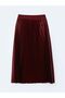 Lcwaikiki Classic Burgundy Elastic Waist Satin Women's Pleated Skirt - 5