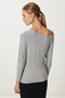 Women's Gray Boat Neck Basic Knitwear Blouse Ub00473 - 5