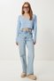 Women's Sky Blue Ripped Detailed Crop Knitwear Sweater Ki̇00148 - 3