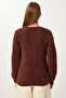 Women's Brown Soft Bearded Knit Cardigan NF00066 - 4
