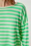 Women's Green Cream Striped Oversize Sweater Ki̇00162 - 4