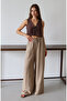 Wardrobe Essentials Vizon Keten İçerikli Geniş Paça Beli Lastikli Pantolon TWOSS25PL00124 - 2