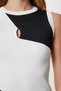 Women's White Black Contrast Color Stretchy Knitwear Blouse Yy00267 - 4