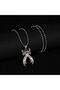 Religious Symbol Double Zulfikar Design Metallic Gray Men's Steel Necklace