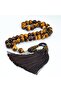 Tiger Eye 10mm Hand Embroidered String Tasseled Rosary - 2