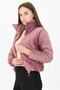 Women's High Collar Zipper Detailed Winter Velvet Coat with Pockets Nb7154 - 2