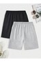 2 Piece Men's Shorts Black Gray - 3