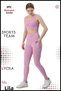 Women's Top and Bottom Set Fitness Pilates Running Athlete Slim Fit Leggings Double Pocket High Waist Lycra Lila 3065