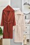 Nature Tile Beige Hooded Couple Bathrobe