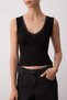 Black Lace Detail V-Neck Cotton Stretch Knitted Tank Top Twoss25Bz00597 - 7