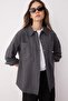 Anthracite Double Pocket Oversize/Wide Fit Stitched Woven Shirt TWOAW23GO00356