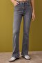Gri Yüksek Bel Orta Esnek Flare İspanyol Paça Jeans TWOAW26JE00047 - 3