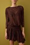 Brown Skater/Waist Cut-Out Short / Mini Knitted Lace Dress Tpraw26El00046 - 3