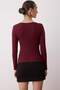 Bordo Fitted/Vücuda Oturan Asimetrik yaka Detaylı Yumuşak Kumaşlı Esnek Örme Bluz TWOAW26BZ00088 - 4