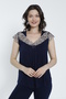 Women's Viscose Lycra Fabric Lace Detailed Bottom-Top Capri Suit 14173 - 6