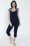 Women's Viscose Lycra Fabric Lace Detailed Bottom-Top Capri Suit 14173 - 2