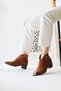 Jay Taba Suede Pointed Toe Metal Detailed Women's Boots, Women's Bootie Opportunity Product - 3