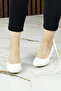 Maya White Round Toe Wedge Heeled Casual Shoes - 3