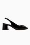 Lania Black Blunt Toe Buckle Detailed Short Heeled Women's Casual Shoes - 7