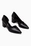 Albena Genuine Leather Black Pointed Toe Low-Cut Detailed Heeled Women's Shoes