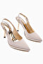 Maren Beige Buckle Thin Heeled Women's Shoes - 2