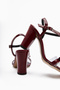 Joyce Burgundy Patent Leather Thick Heeled Ankle Strap Bow Women's Sandals - 8