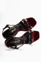 Joyce Burgundy Patent Leather Thick Heeled Ankle Strap Bow Women's Sandals - 7