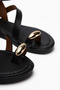 Anisa Black Cross Strap Flip Flop Buckle Women's Sandals - 5