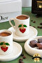 Strawberry 4 Piece Coffee Cup Set for 2 People