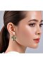 Women's Emerald Green Stone Pearl Dangle Cactus Earrings - 2