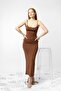 Adjustable strap diver fabric midi length brown basic dress