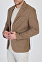 Tadic Men's Camel Patterned Stretch Fabric Slim Fit Half Lining with Pocket Bag 4 Season Blazer Jacket - 4