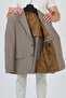 Tadic Men's Beige Patterned Stretching Fabric Slim Fit Cover Pocket Half Lining 4 Season Blazer Jacket - 2